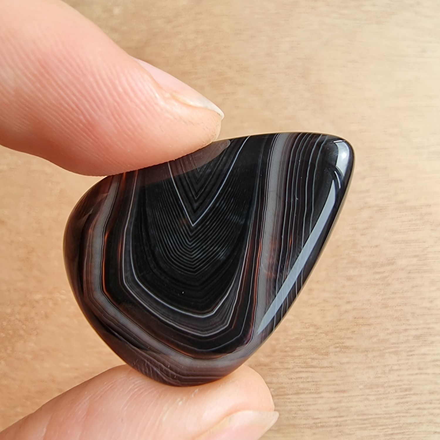 Black Agate Cabochon / Pendant for jewelry making or diy craft projects 5.7gr