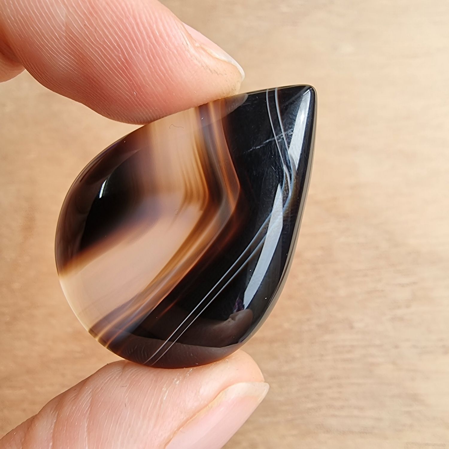 Black Agate Cabochon / Pendant for jewelry making or diy craft projects 11.8gr