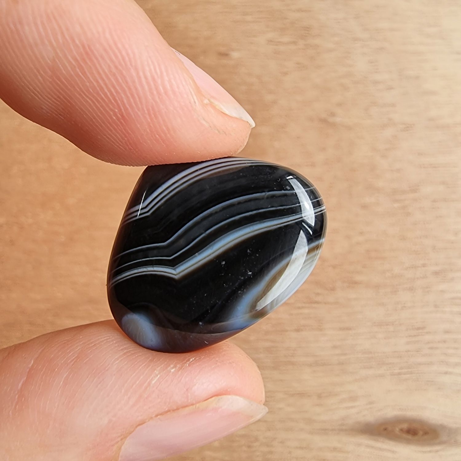 Black Agate Cabochon / Pendant for jewelry making or diy craft projects 4.3gr