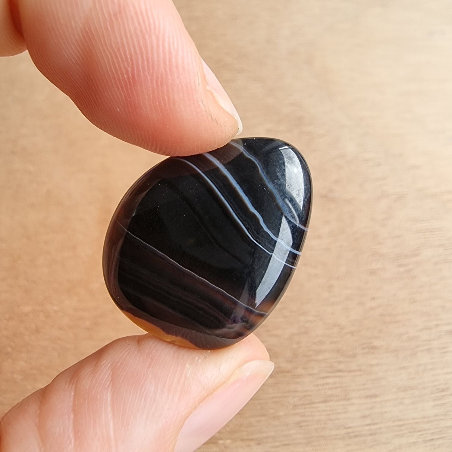 Black Agate Cabochon / Pendant for jewelry making or diy craft projects 4.7gr