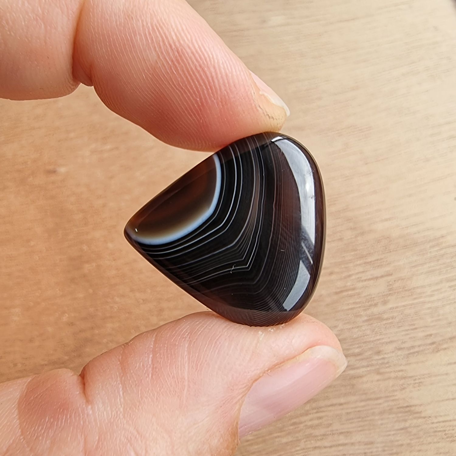 Black Agate Cabochon / Pendant for jewelry making or diy craft projects 4.8gr