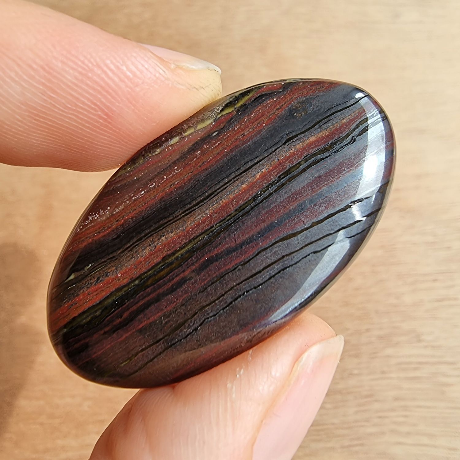 Red Tiger Iron Cabochon / Pendant for jewelry making or diy craft projects 14gr