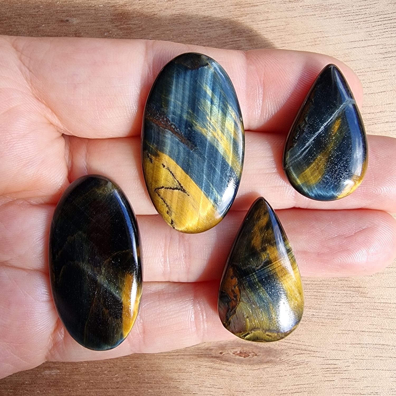 Blue / Golden Tiger Eye Cabochon Lot / Pendant Lot for jewelry making or diy craft projects 24.7gr