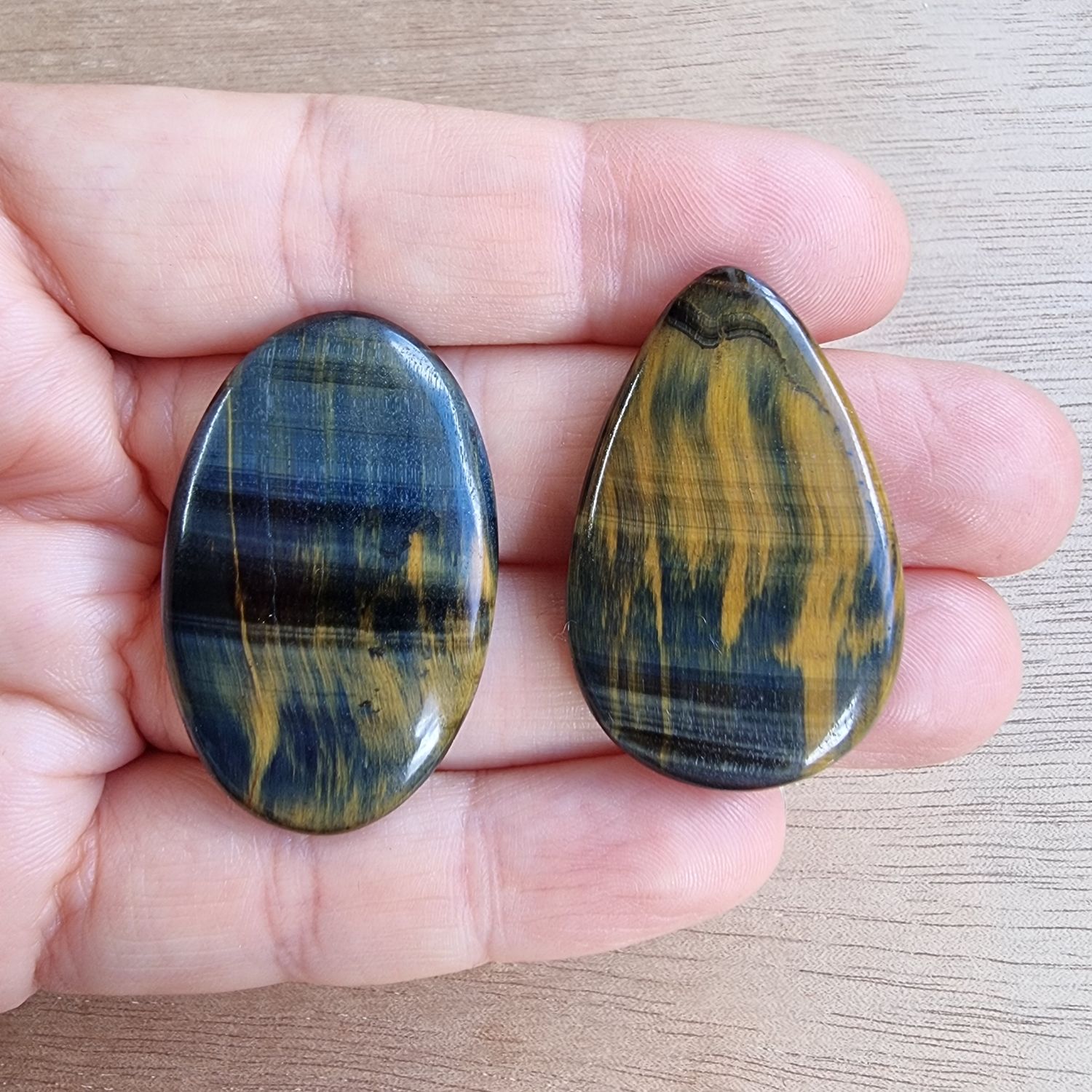 Blue / Golden Tiger Eye Cabochon Lot / Pendant Lot for jewelry making or diy craft projects 19.2gr