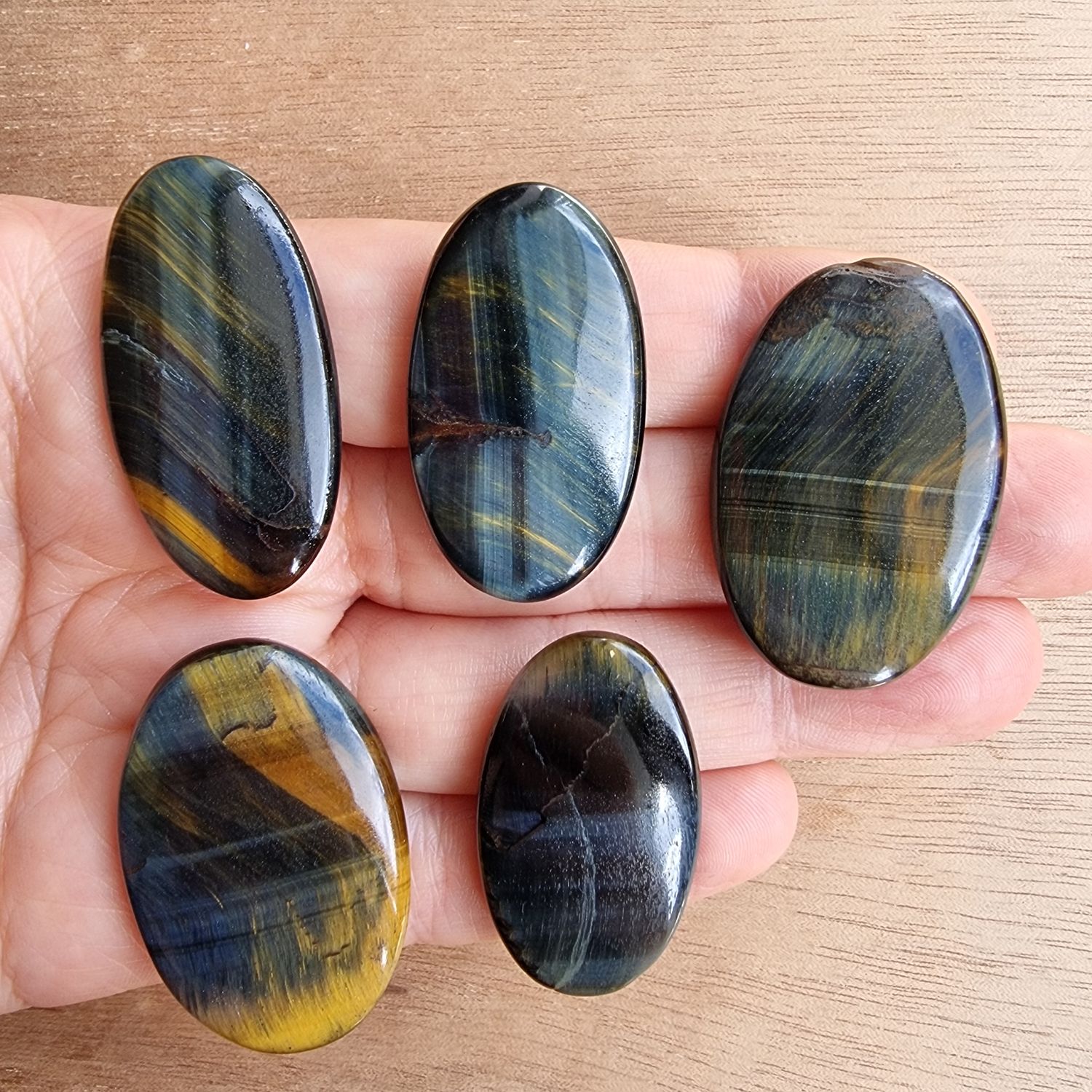 Blue / Golden Tiger Eye Cabochon Lot / Pendant Lot for jewelry making or diy craft projects 45.2gr