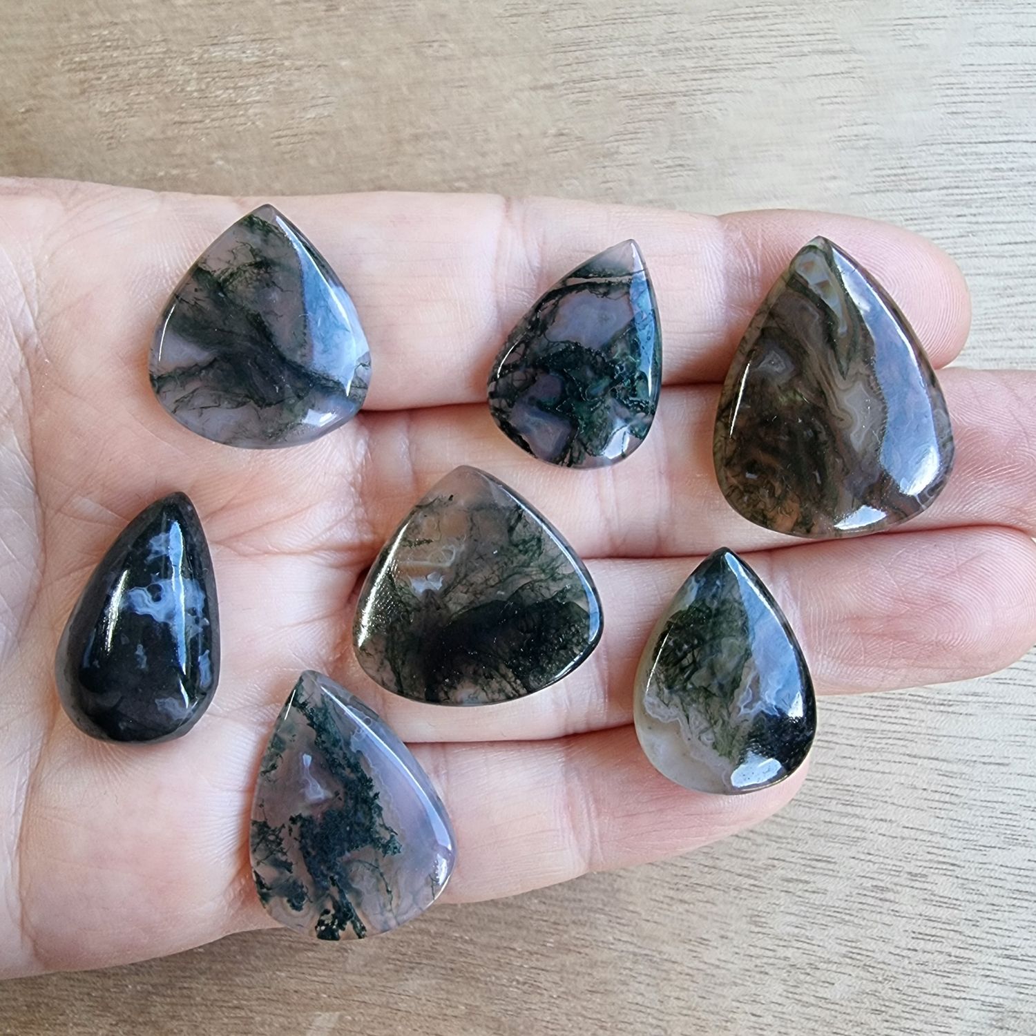 Moss Agate Cabochon Lot / Pendant Lot for jewelry making or diy craft projects 29.2gr