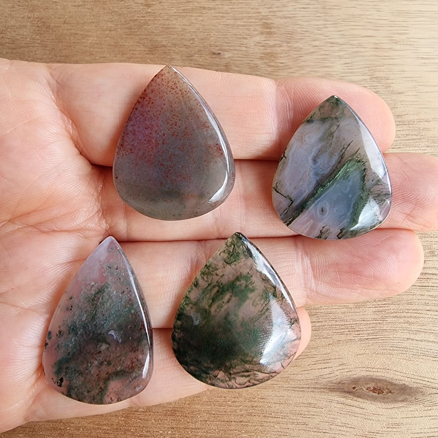 Moss Agate Cabochon Lot / Pendant Lot for jewelry making or diy craft projects 20.6gr