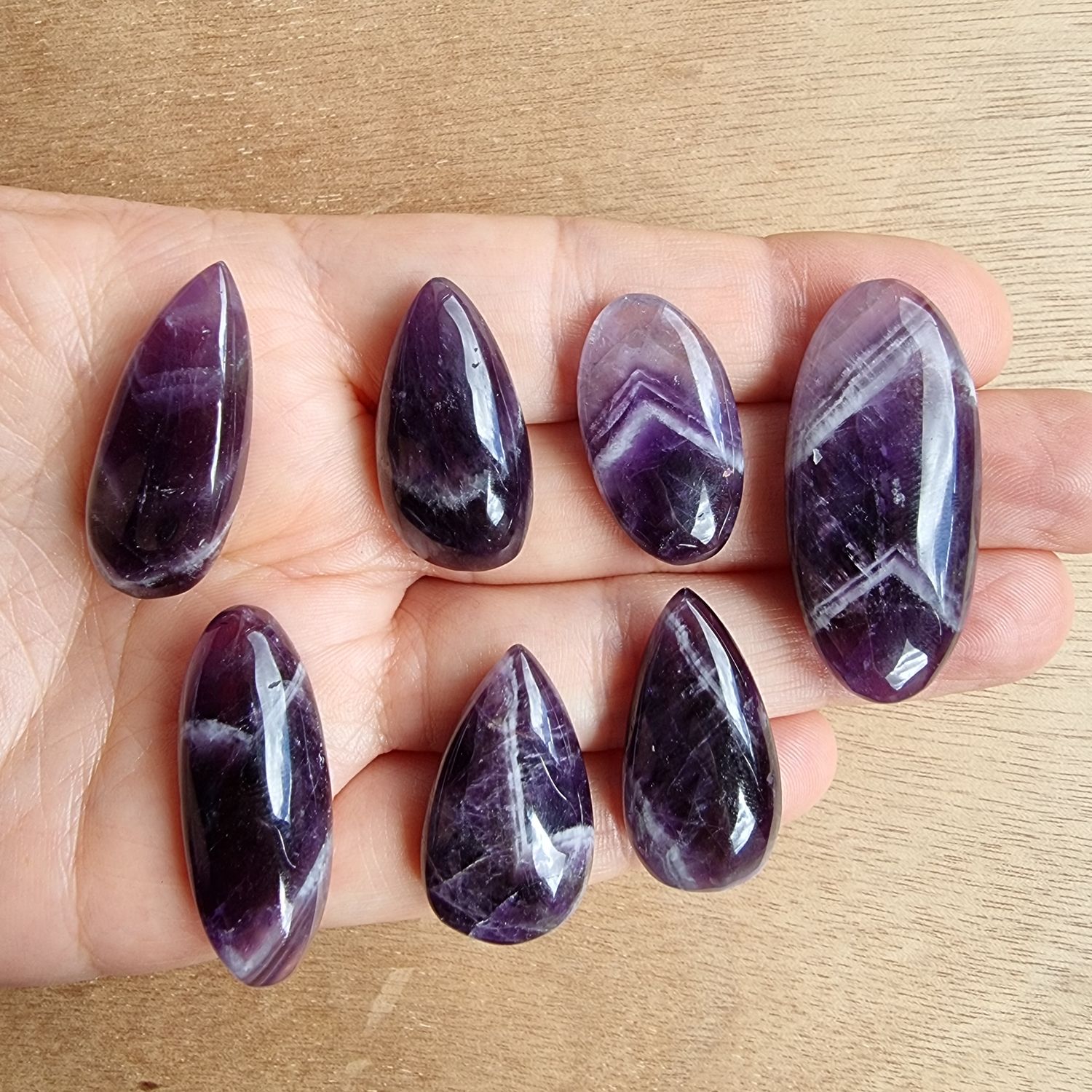 Chevron Amethyst Cabochon Lot / Pendant Lot for jewelry making or diy craft projects 46.6gr