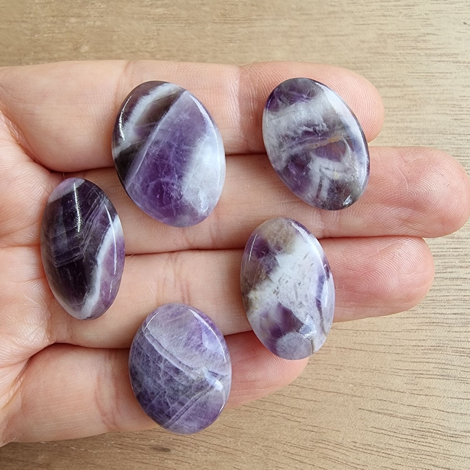 Chevron Amethyst Cabochon Lot / Pendant Lot for jewelry making or diy craft projects 21.7gr