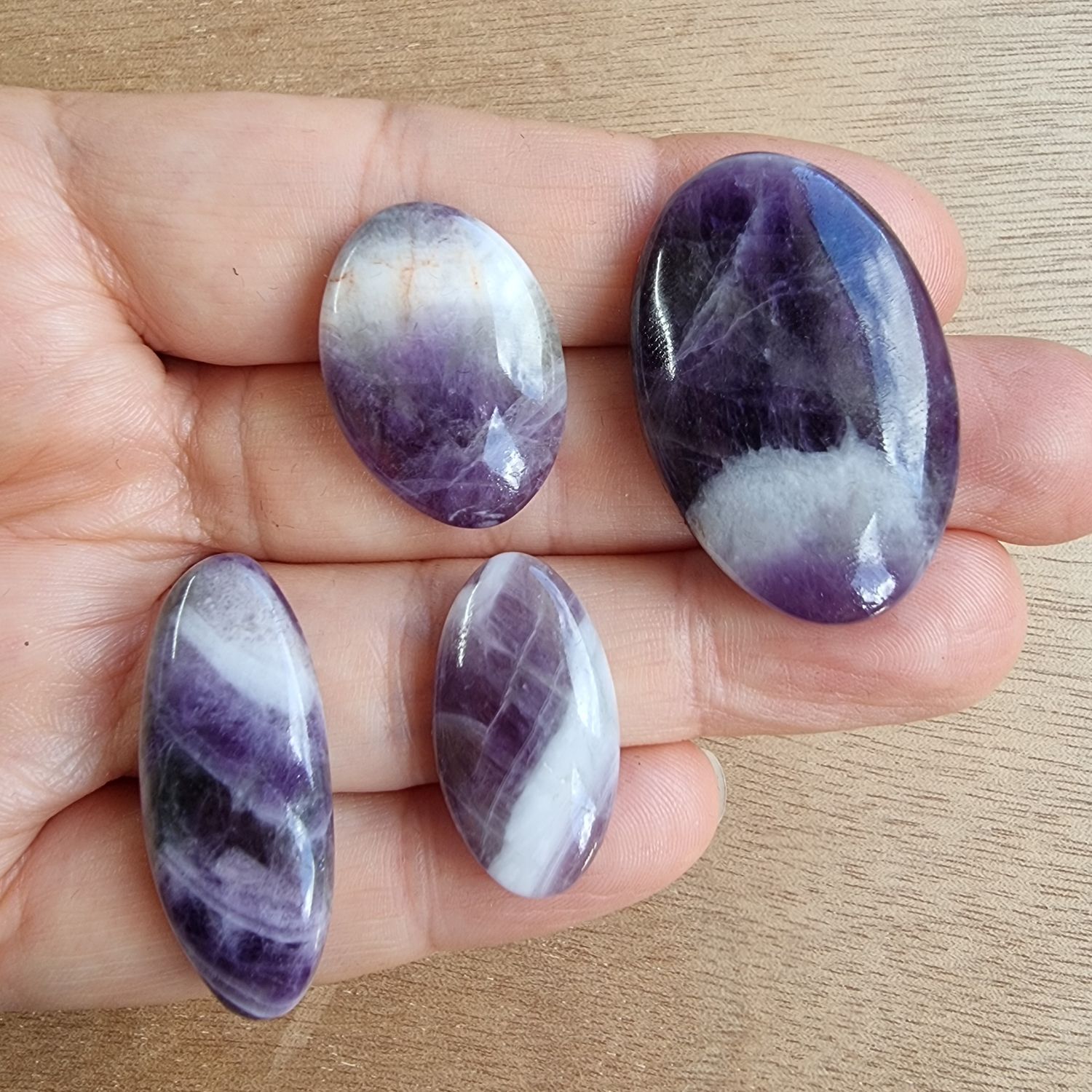 Chevron Amethyst Cabochon Lot / Pendant Lot for jewelry making or diy craft projects 24.1gr