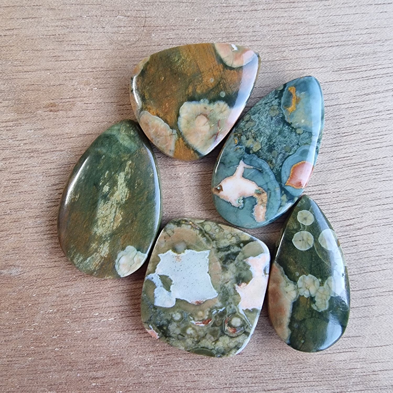 Rainforest Jasper Cabochon Lot / Pendant Lot for jewelry making or diy craft projects 23.5gr