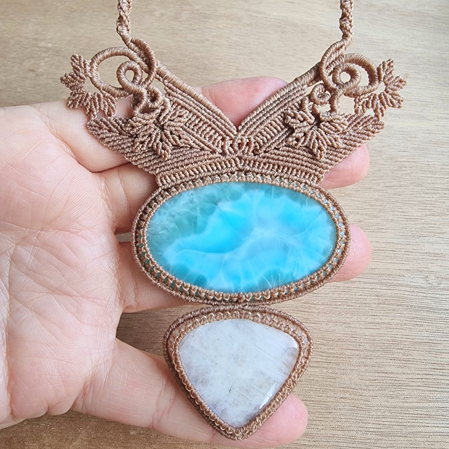 Moonstone &amp; Larimar Water Talisman – 20hr Sacred Weaving