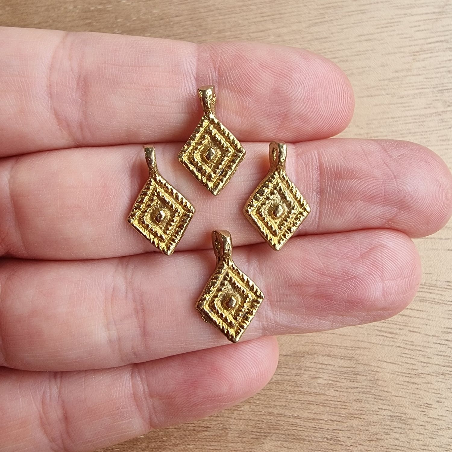 Flat Diamond Solid Brass Accent Beads for Macrame Jewelry – NZ Craft Supplies