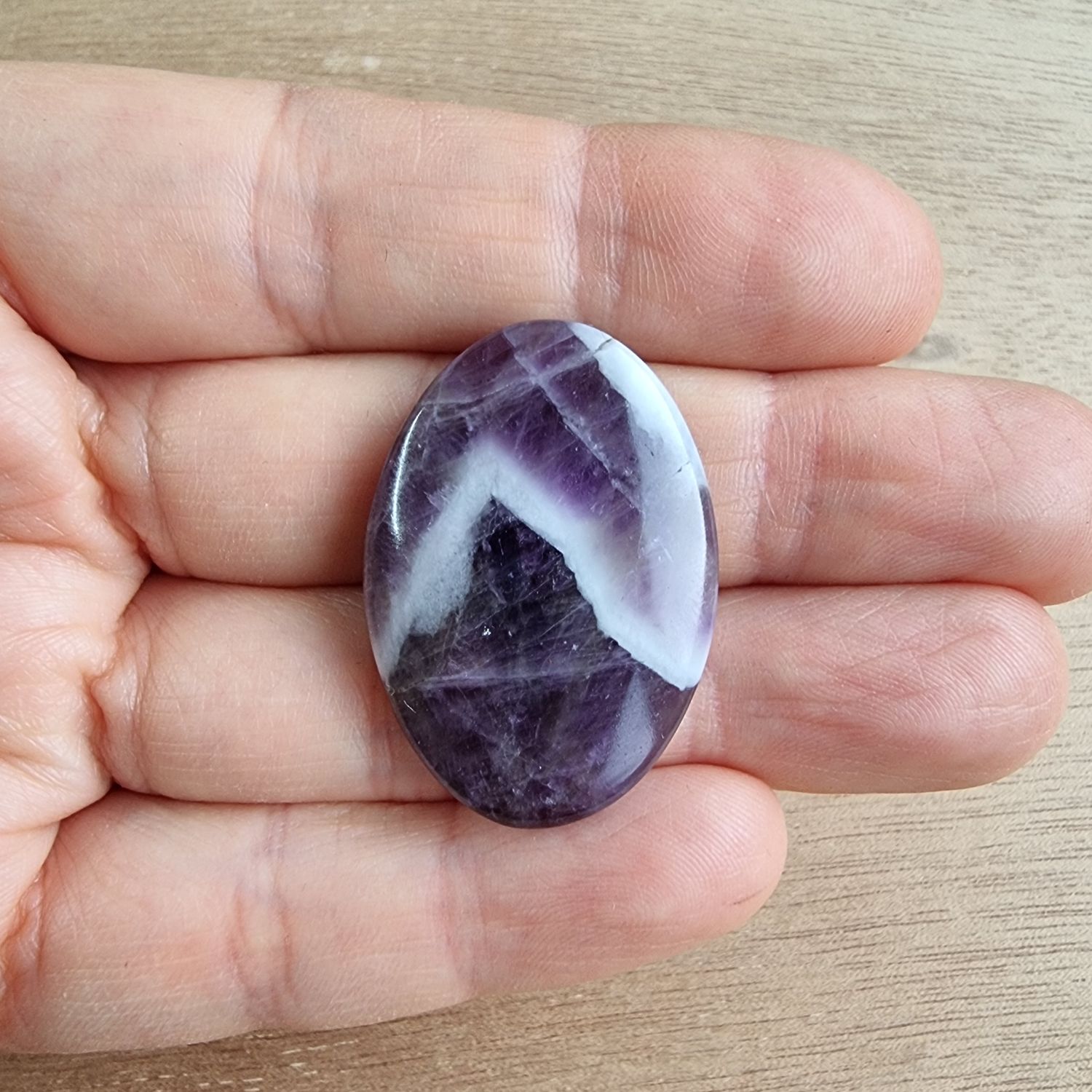 Chevron Amethyst Cabochon / Pendant for jewelry making or diy craft projects 9.8gr