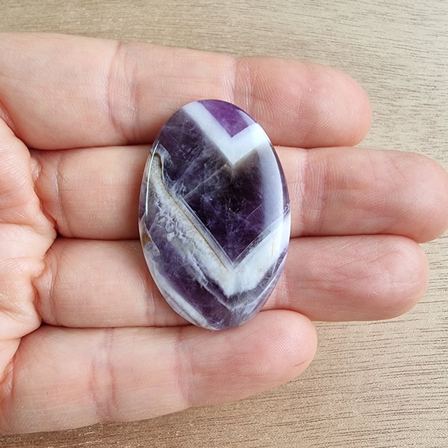Chevron Amethyst Cabochon / Pendant for jewelry making or diy craft projects 10.3gr