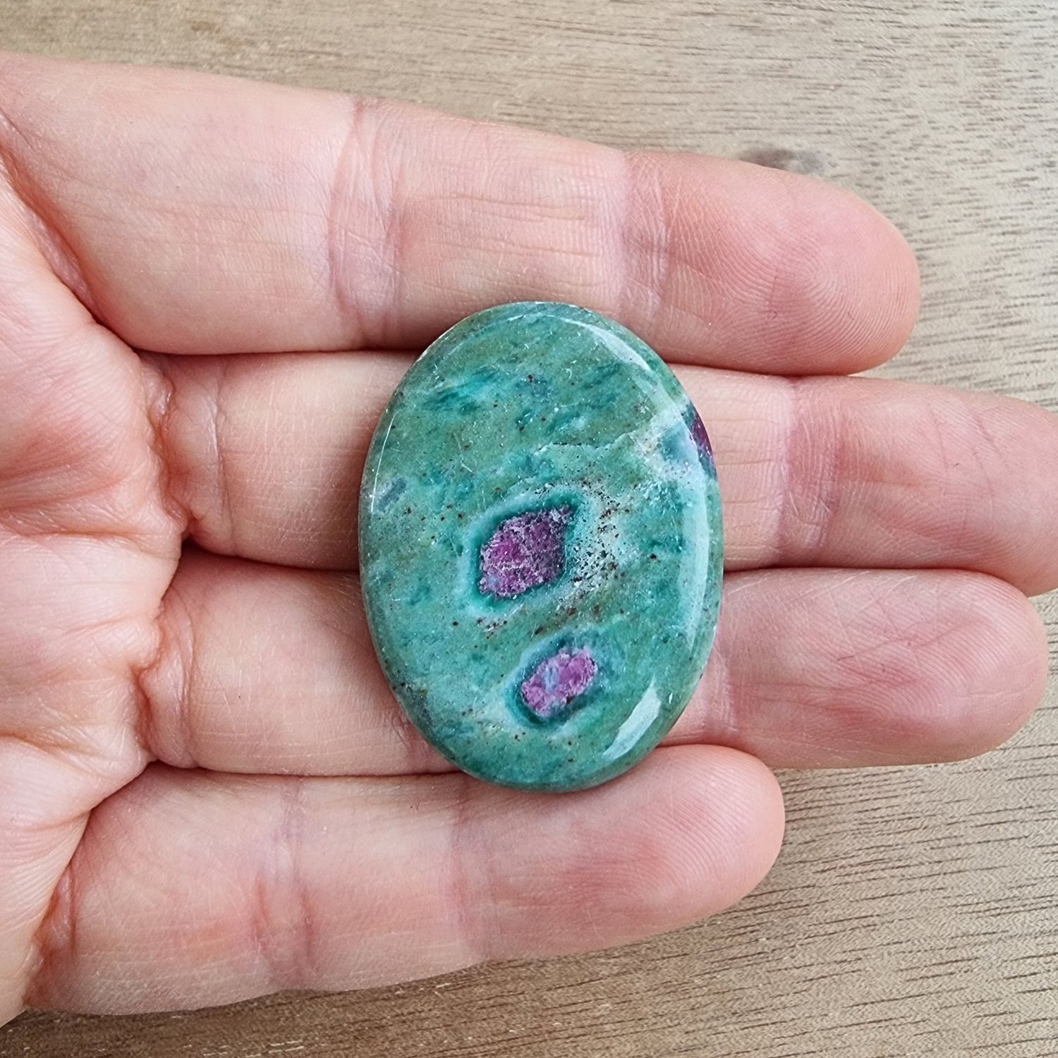 Ruby in Fuchsite Cabochon / Pendant for jewelry making or diy craft projects 12.6gr