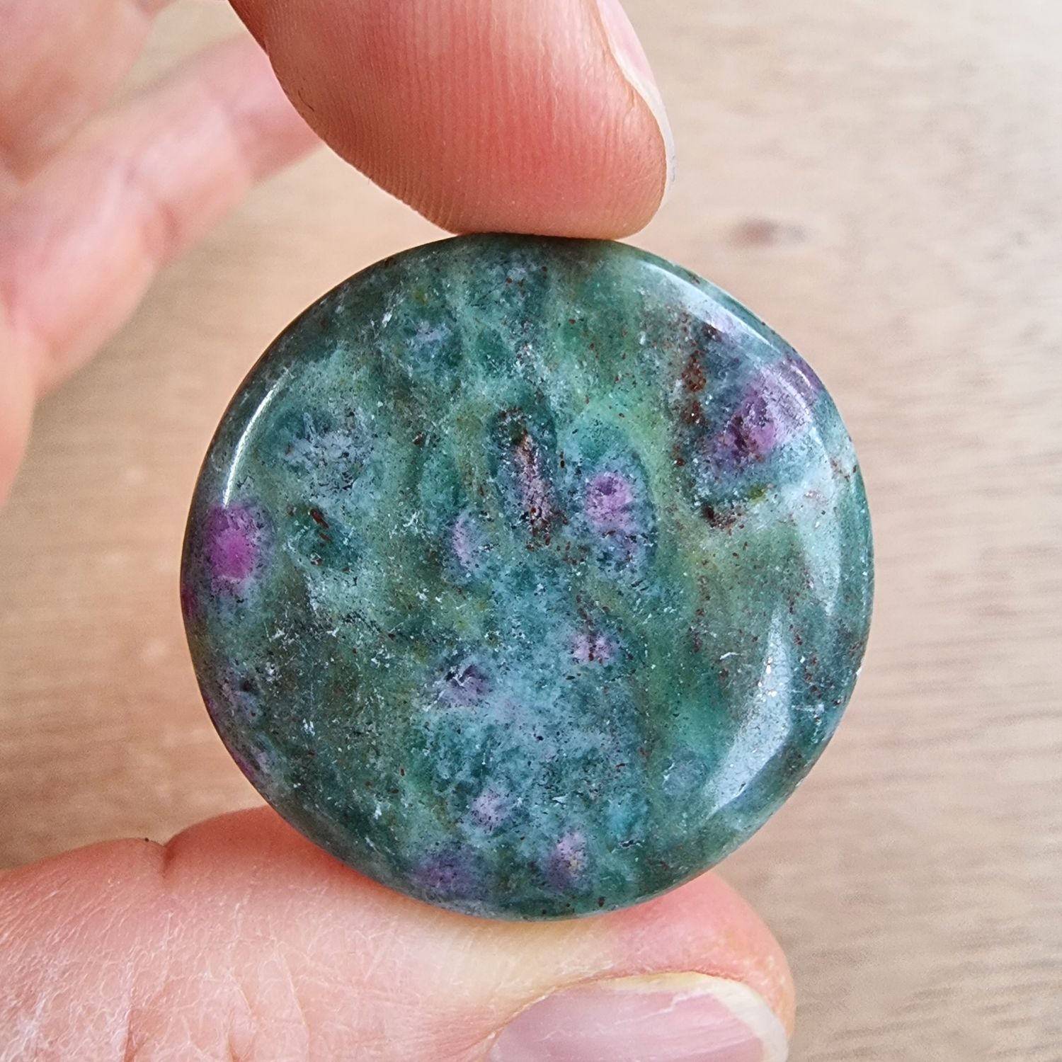 Ruby in Fuchsite Cabochon / Pendant for jewelry making or diy craft projects 11.7gr