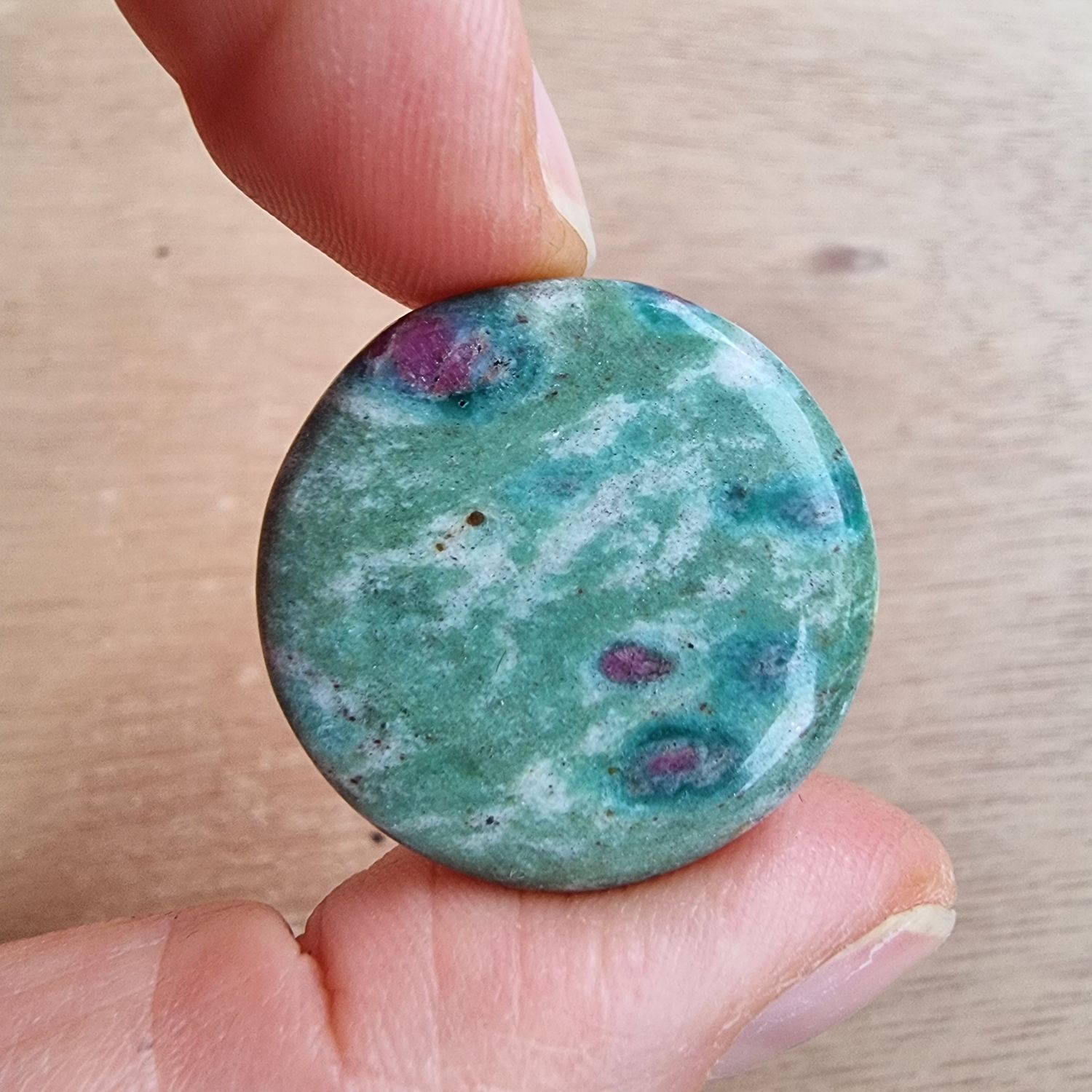 Ruby in Fuchsite Cabochon / Pendant for jewelry making or diy craft projects 7.4gr
