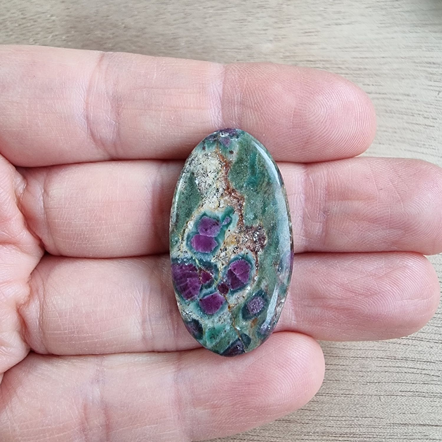 Ruby in Fuchsite Cabochon / Pendant for jewelry making or diy craft projects 8.7gr