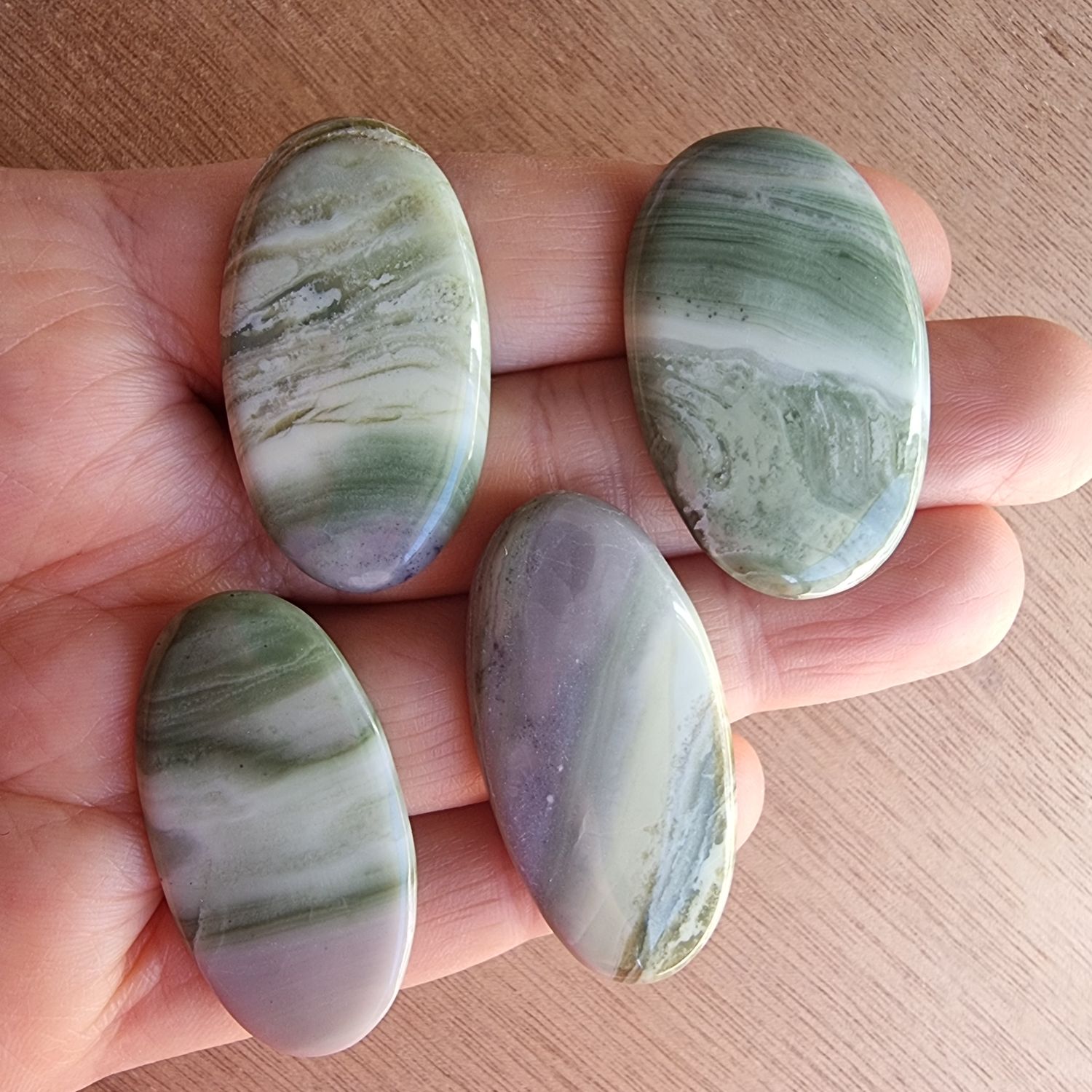 Green Lace Agate (potential Infinite Stone) Cabochon Lot / Pendant Lot for jewelry making or diy craft projects 30.4gr