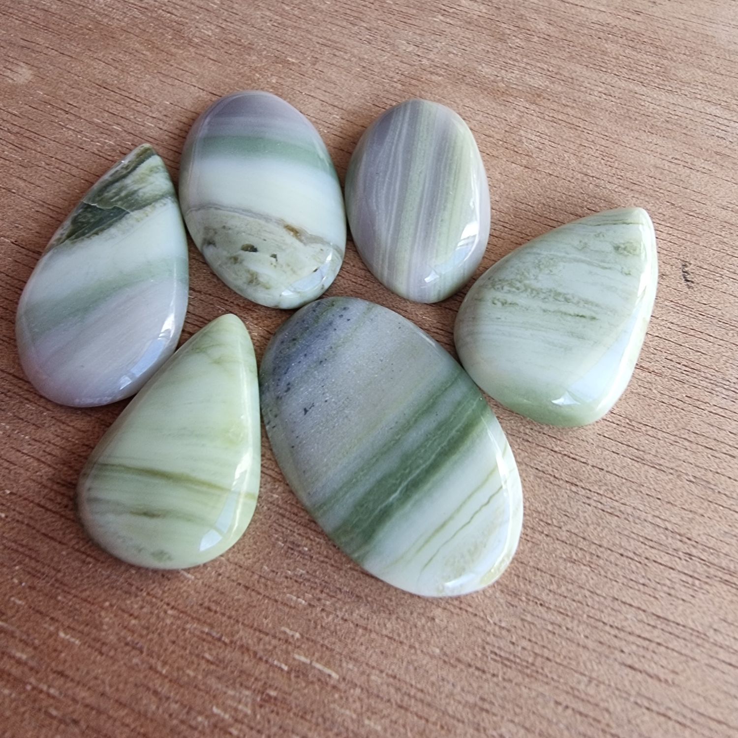 Green Lace Agate (potential Infinite Stone) Cabochon Lot / Pendant Lot for jewelry making or diy craft projects 19.9gr