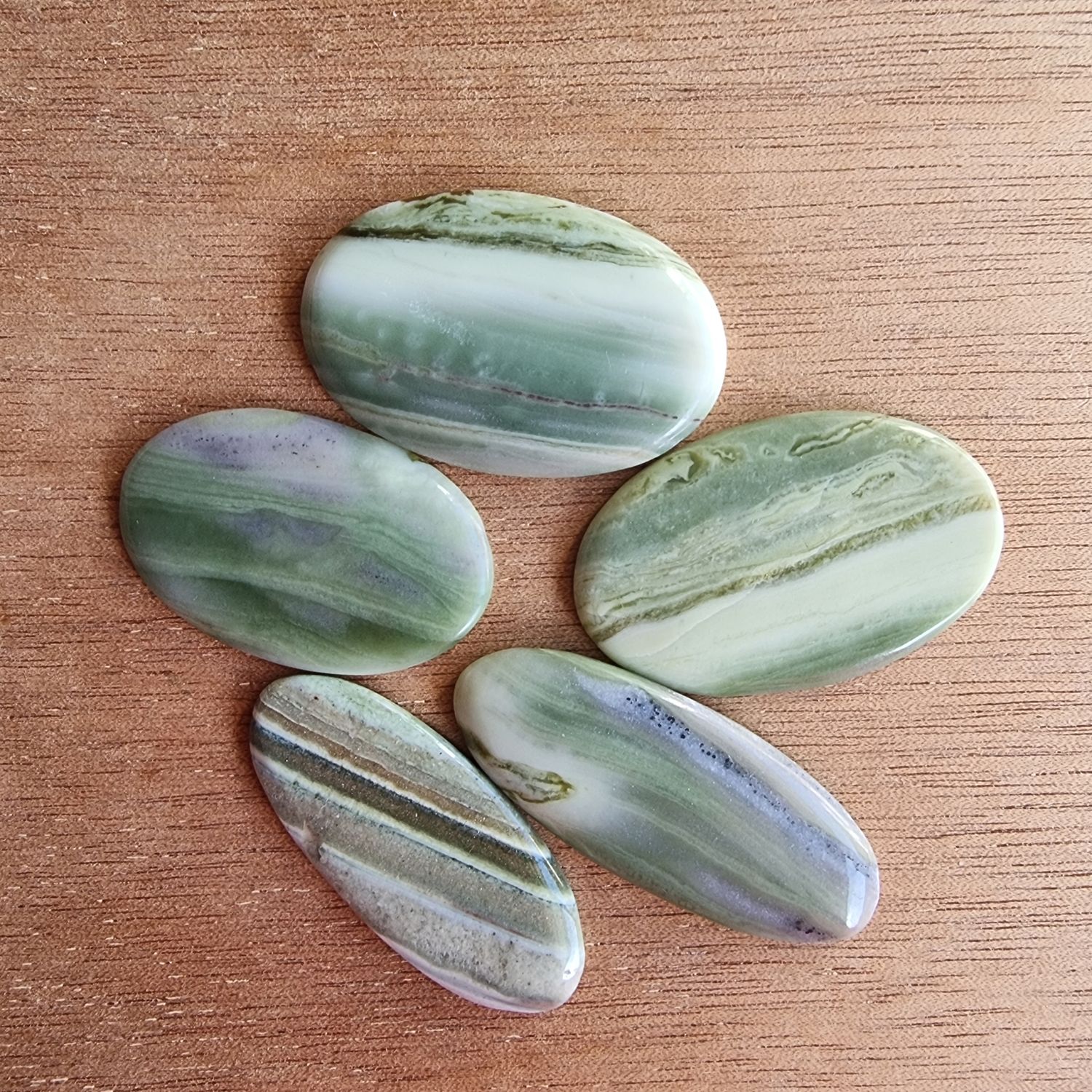 Green Lace Agate (potential Infinite Stone) Cabochon Lot / Pendant Lot for jewelry making or diy craft projects 20.1gr