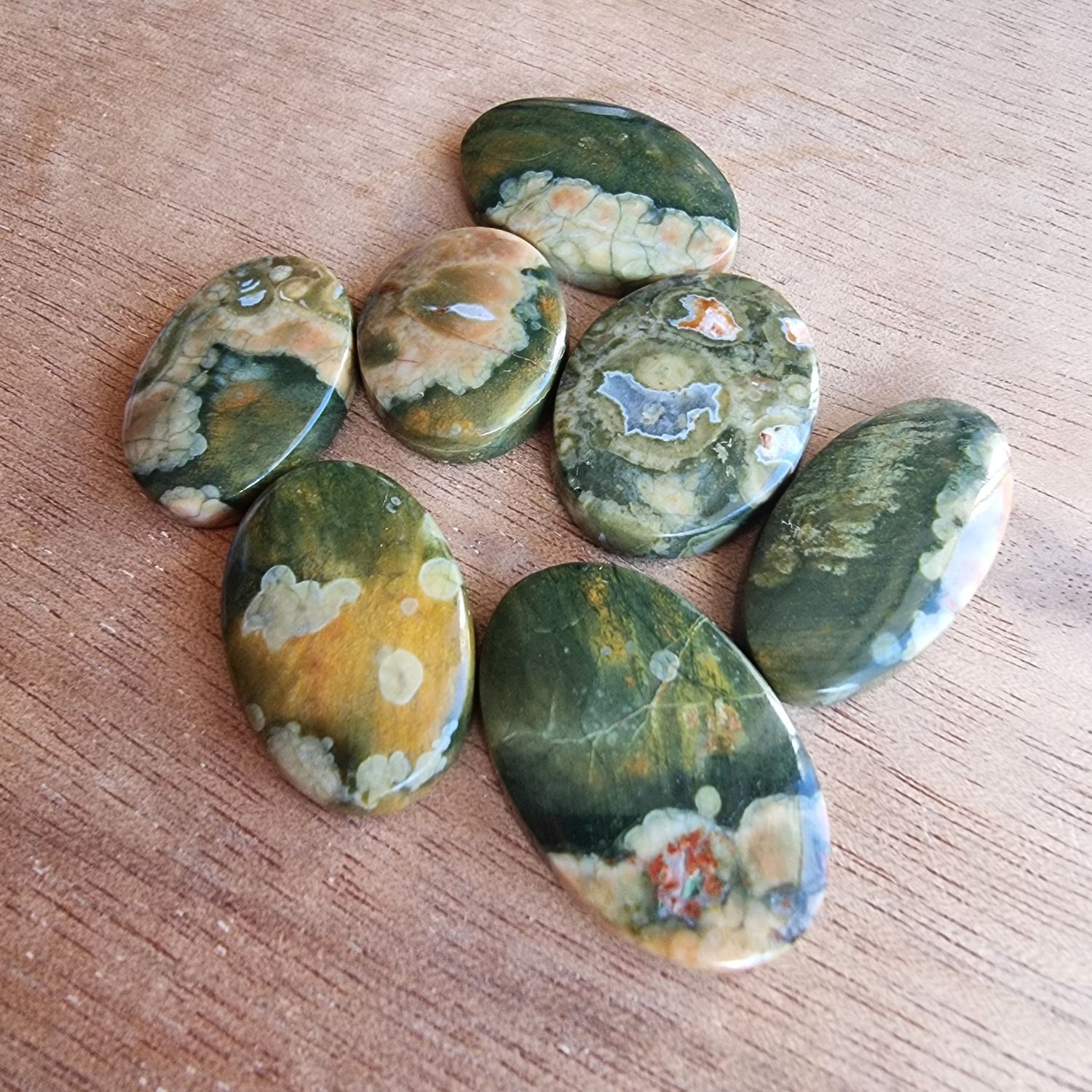 Rainforest Jasper Cabochon Lot / Pendant Lot for jewelry making or diy craft projects 23.6gr