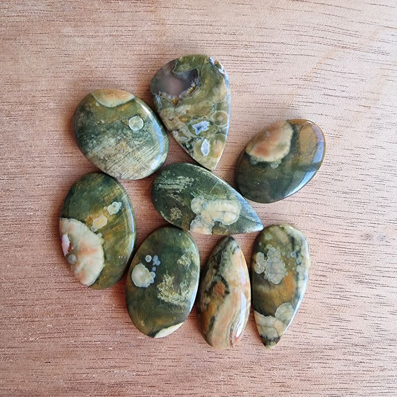 Rainforest Jasper Cabochon Lot / Pendant Lot for jewelry making or diy craft projects 28.9gr