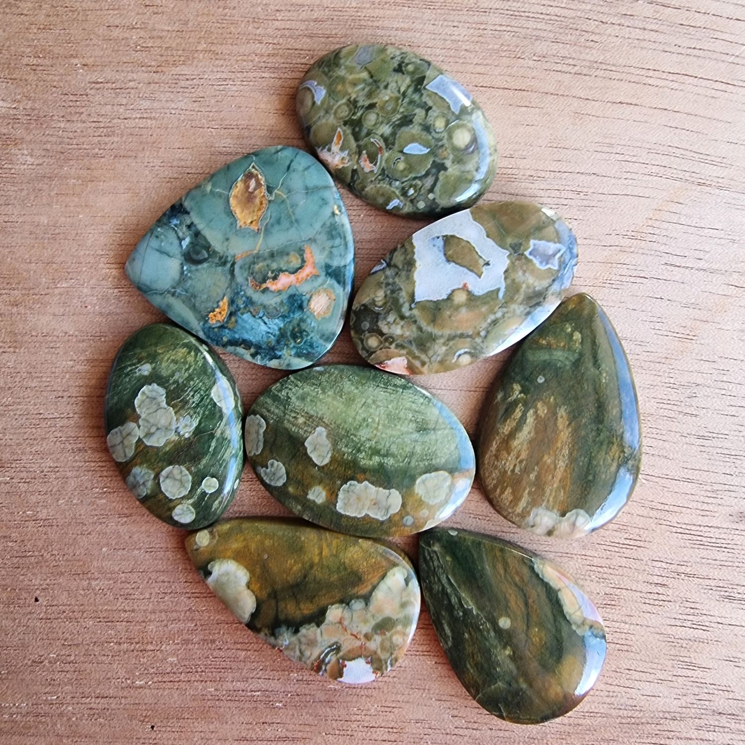 Rainforest Jasper Cabochon Lot / Pendant Lot for jewelry making or diy craft projects 46.5gr
