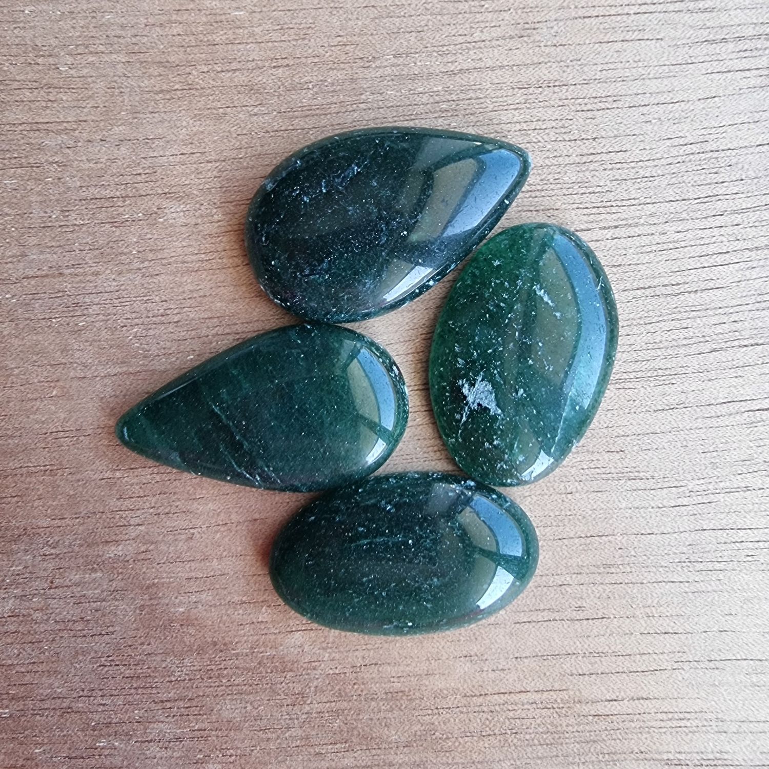 Dark Green Aventurine Cabochon Lot / Pendant Lot for jewelry making or diy craft projects 20.2gr