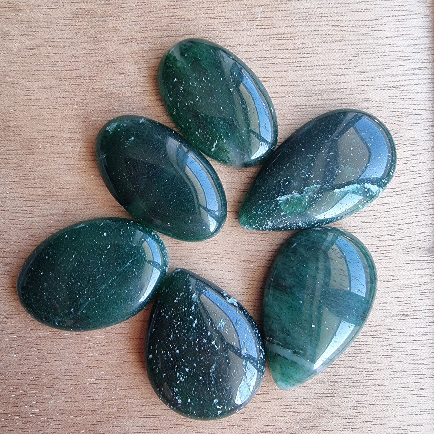 Dark Green Aventurine Cabochon Lot / Pendant Lot for jewelry making or diy craft projects 39.5gr