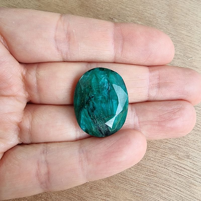 Dyed Faceted Emerald Cabochon / Pendant for jewelry making or diy craft projects 7.4gr