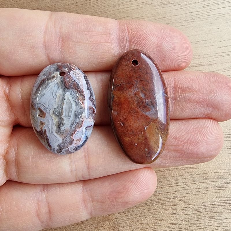 Crazy Lace Agate Drilled Cabochon Lot / Pendant Lot for jewelry making or diy craft projects 13gr
