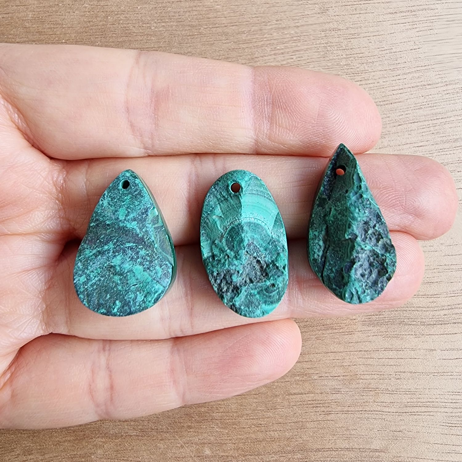 Malachite Druzy Drilled Cabochon Lot / Pendant Lot for jewelry making or diy craft projects 22.8gr