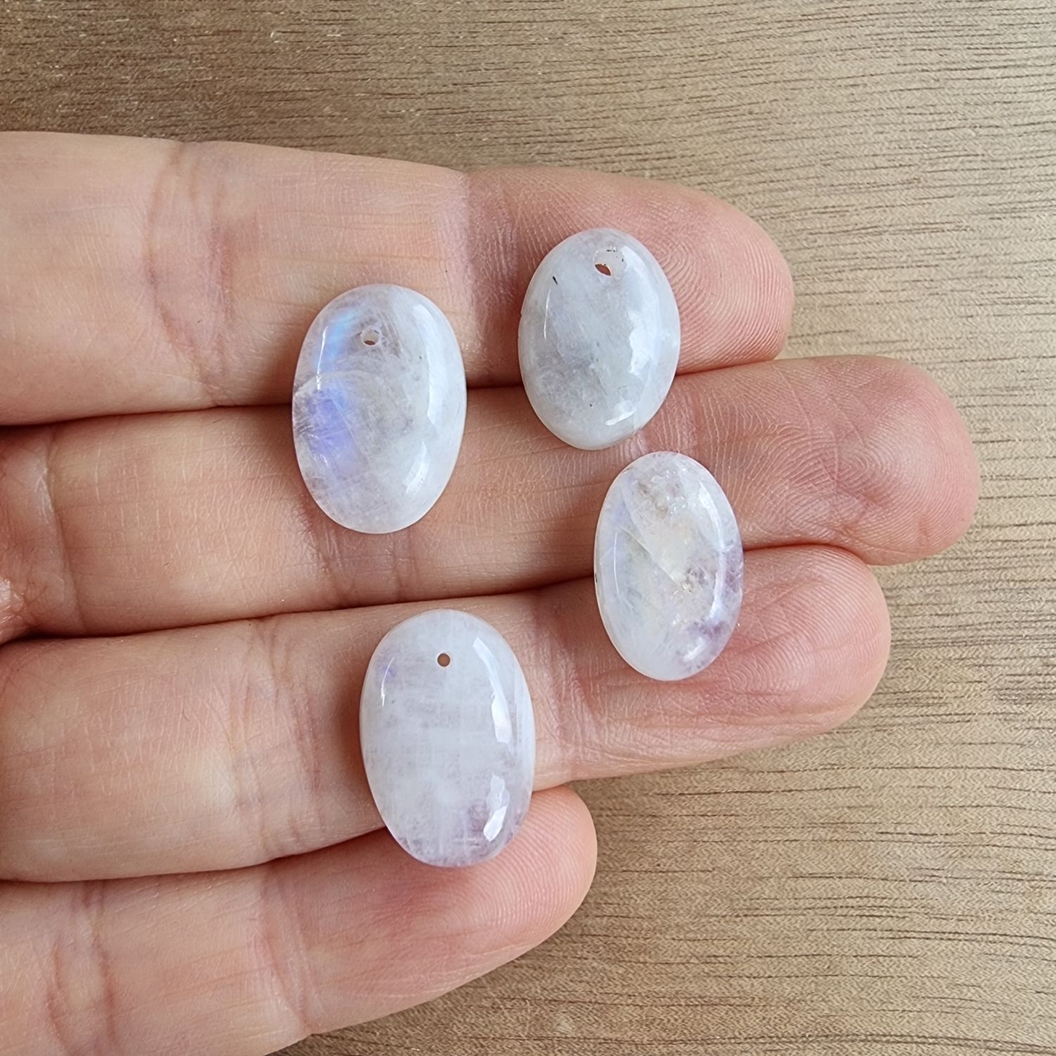 Moonstone Drilled Cabochon Lot / Pendant Lot for jewelry making or diy craft projects 7.4gr
