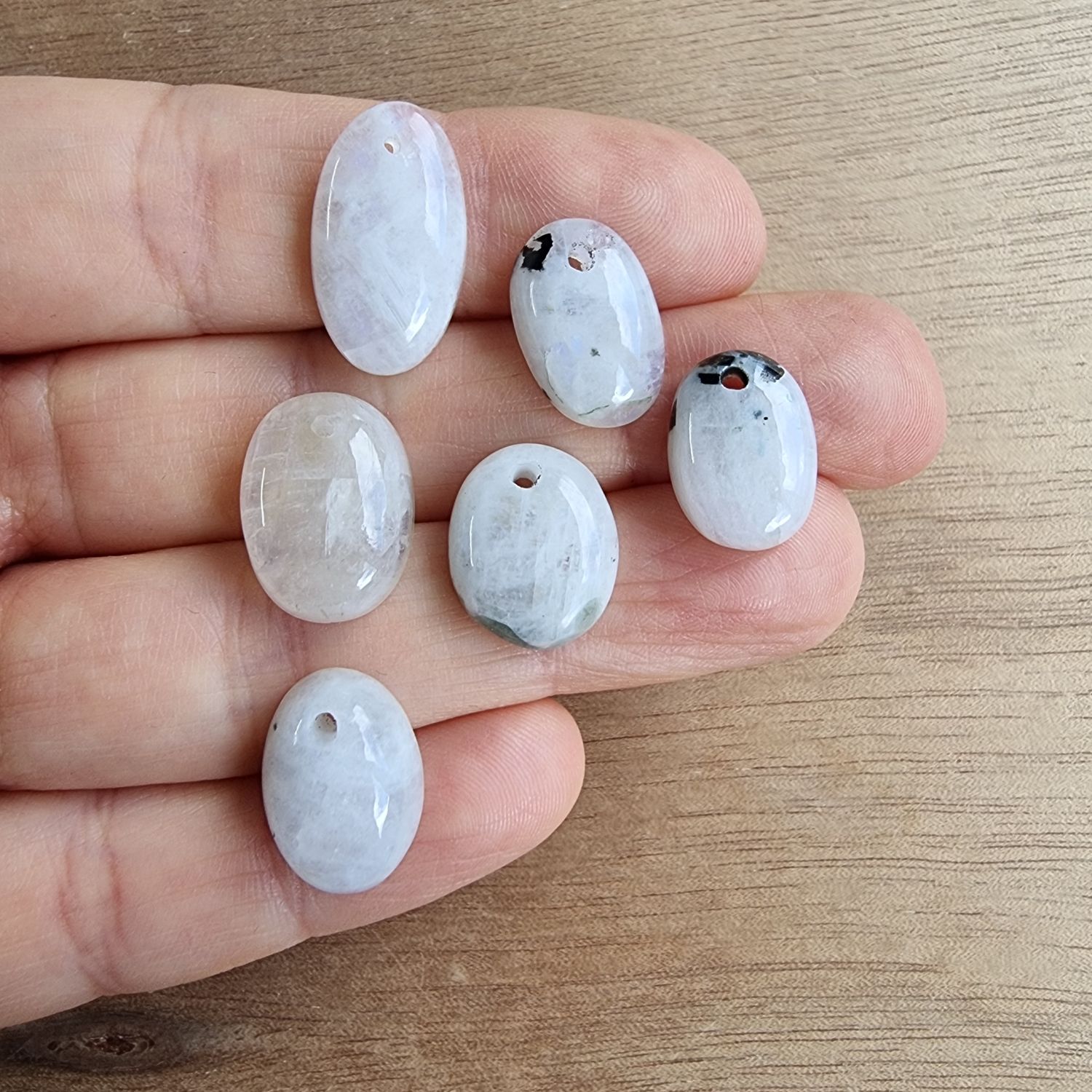 Moonstone Drilled Cabochon Lot / Pendant Lot for jewelry making or diy craft projects 11.9gr