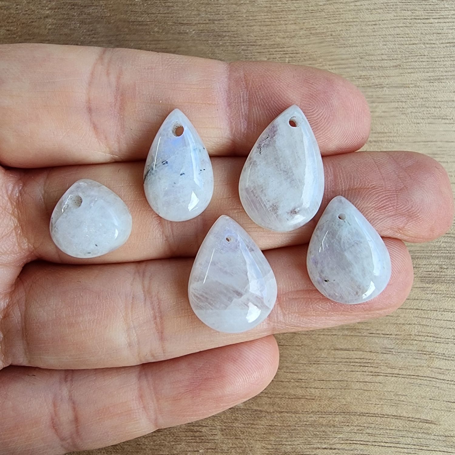 Moonstone Drilled Cabochon Lot / Pendant Lot for jewelry making or diy craft projects 10gr