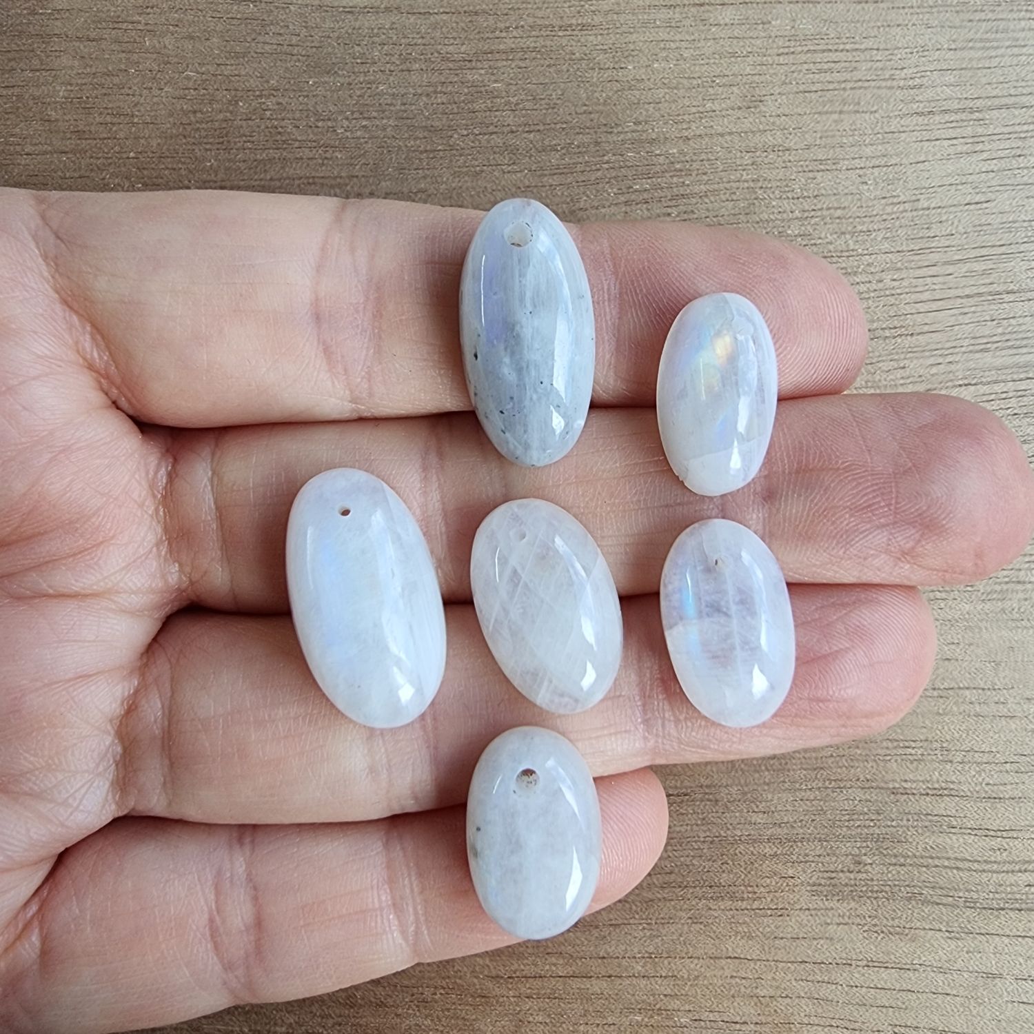 Moonstone Drilled Cabochon Lot / Pendant Lot for jewelry making or diy craft projects 15gr