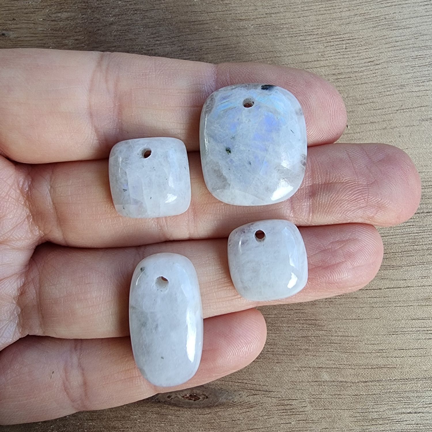 Moonstone Drilled Cabochon Lot / Pendant Lot for jewelry making or diy craft projects 14.6gr