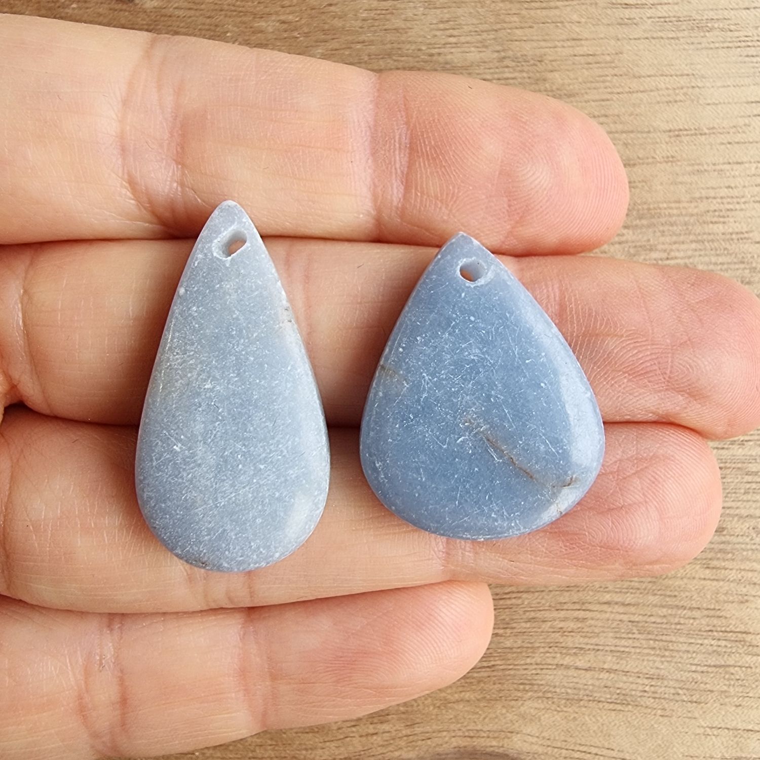 Angelite Drilled Cabochon Lot / Pendant Lot for jewelry making or diy craft projects 12gr