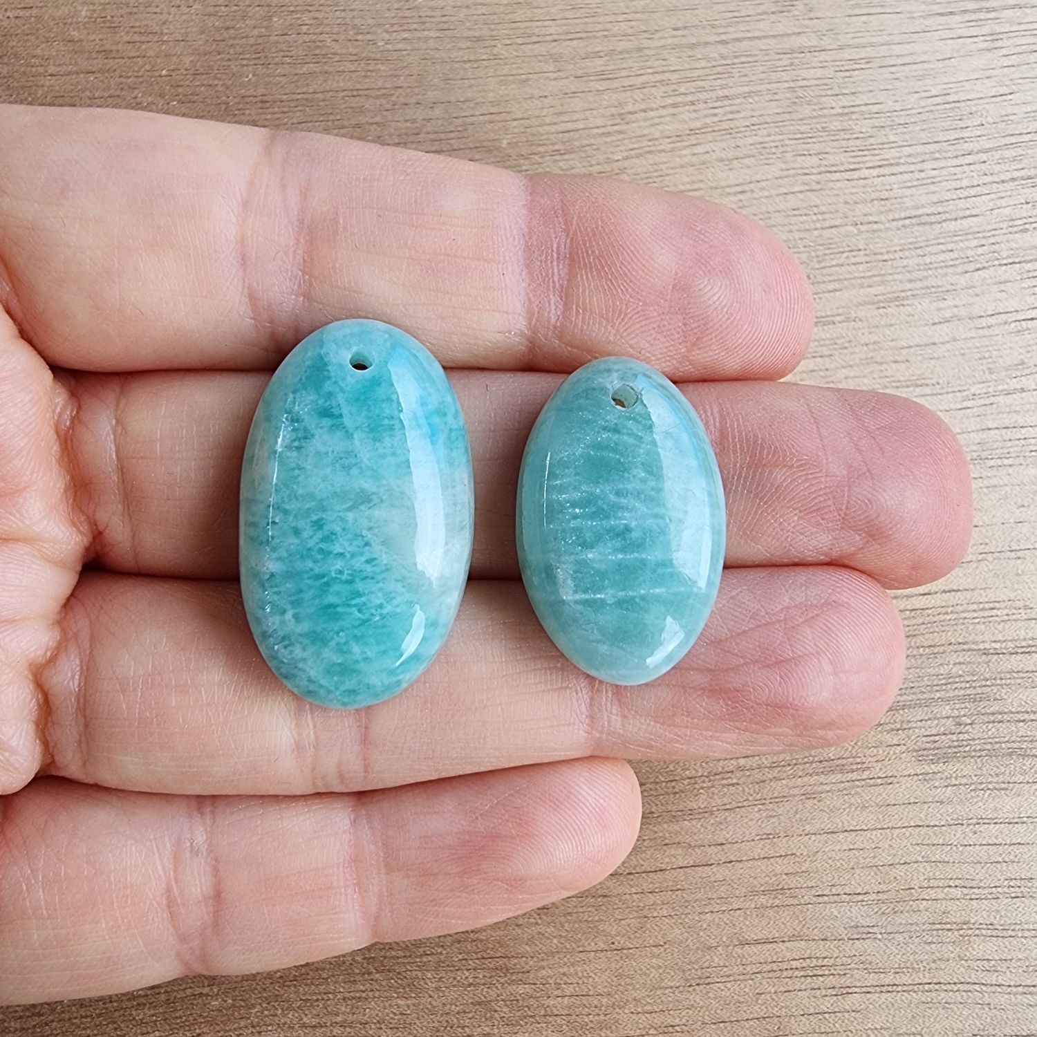 Amazonite Drilled Cabochon Lot / Pendant Lot for jewelry making or diy craft projects 11.6gr