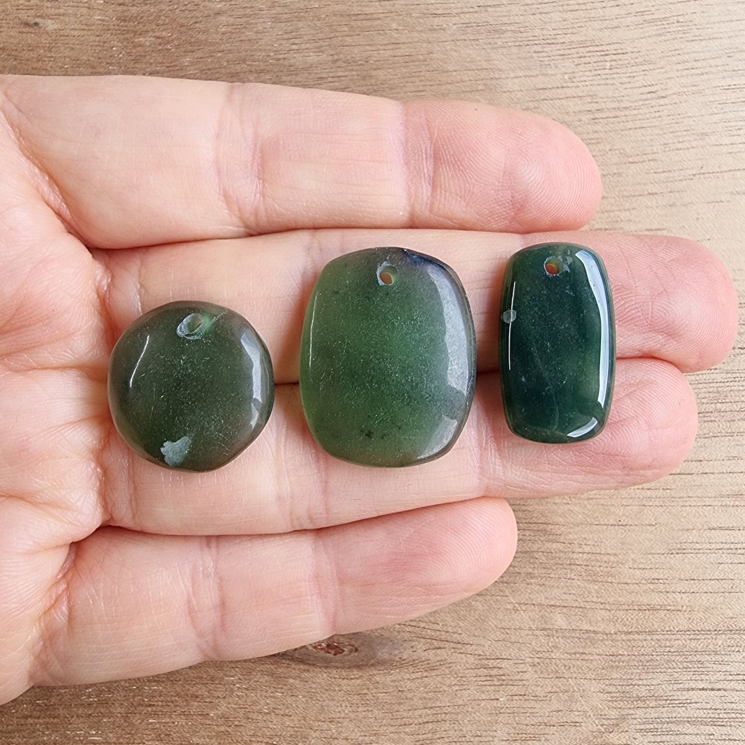 Serpentine Drilled Cabochon Lot / Pendant Lot for jewelry making or diy craft projects 9.9gr