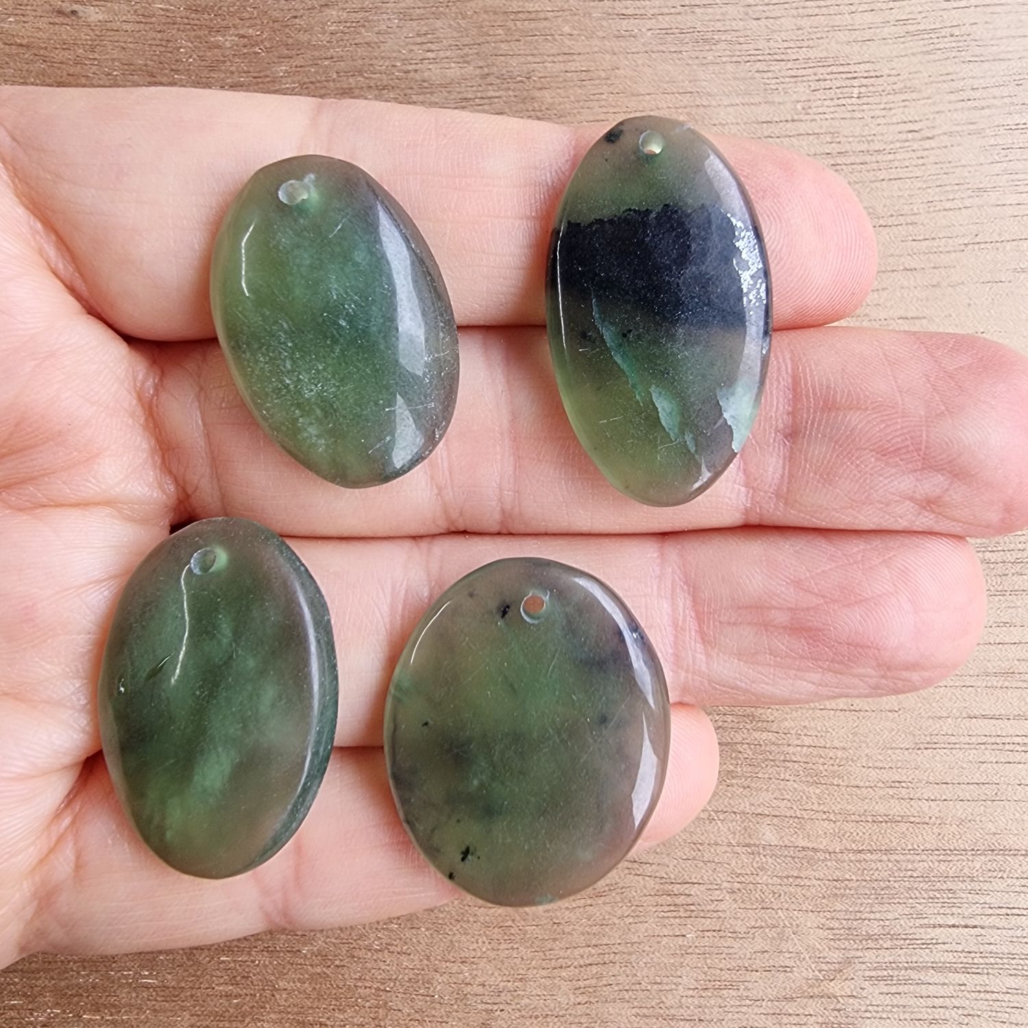 Serpentine Drilled Cabochon Lot / Pendant Lot for jewelry making or diy craft projects 18.2gr