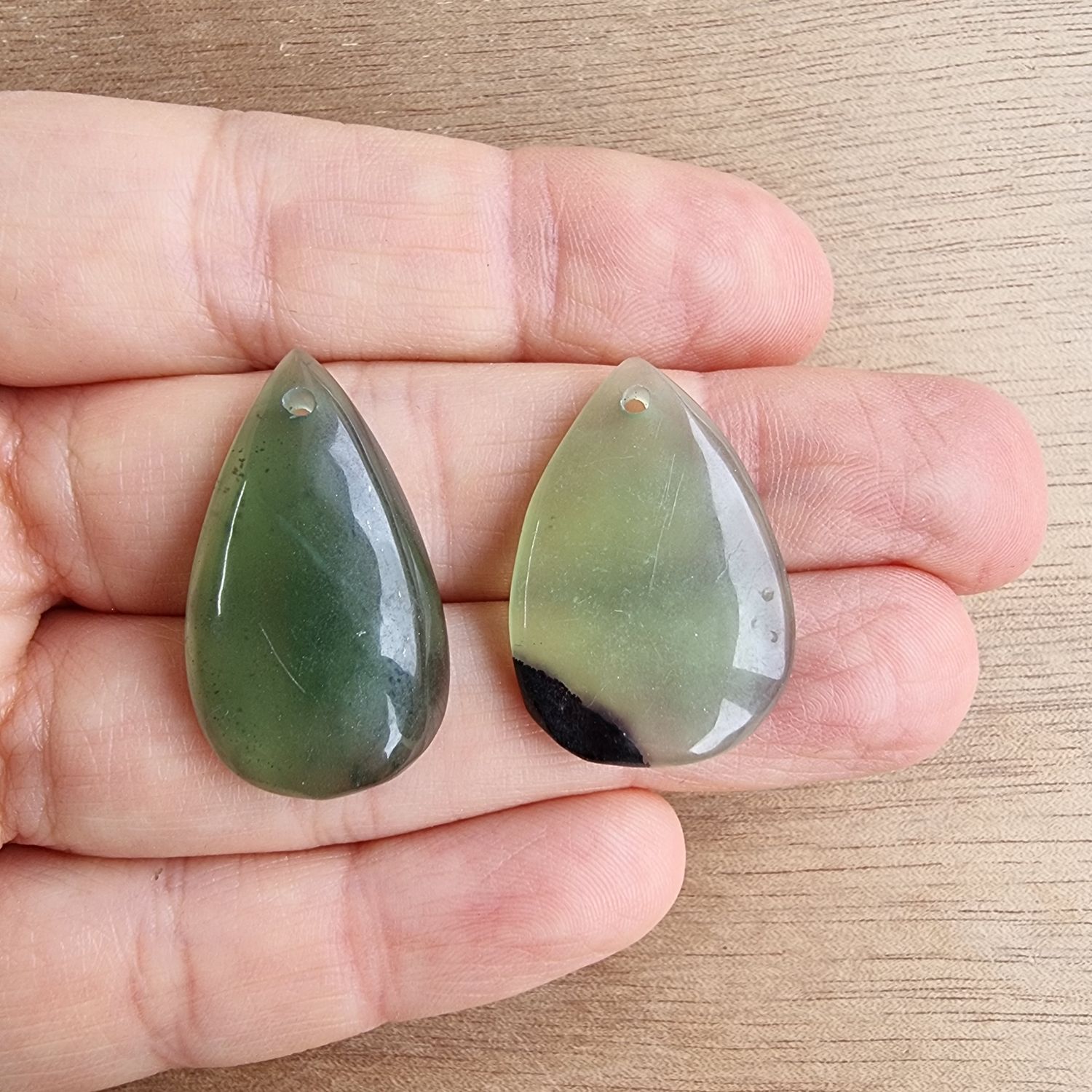 Serpentine Drilled Cabochon Lot / Pendant Lot for jewelry making or diy craft projects 9.4gr