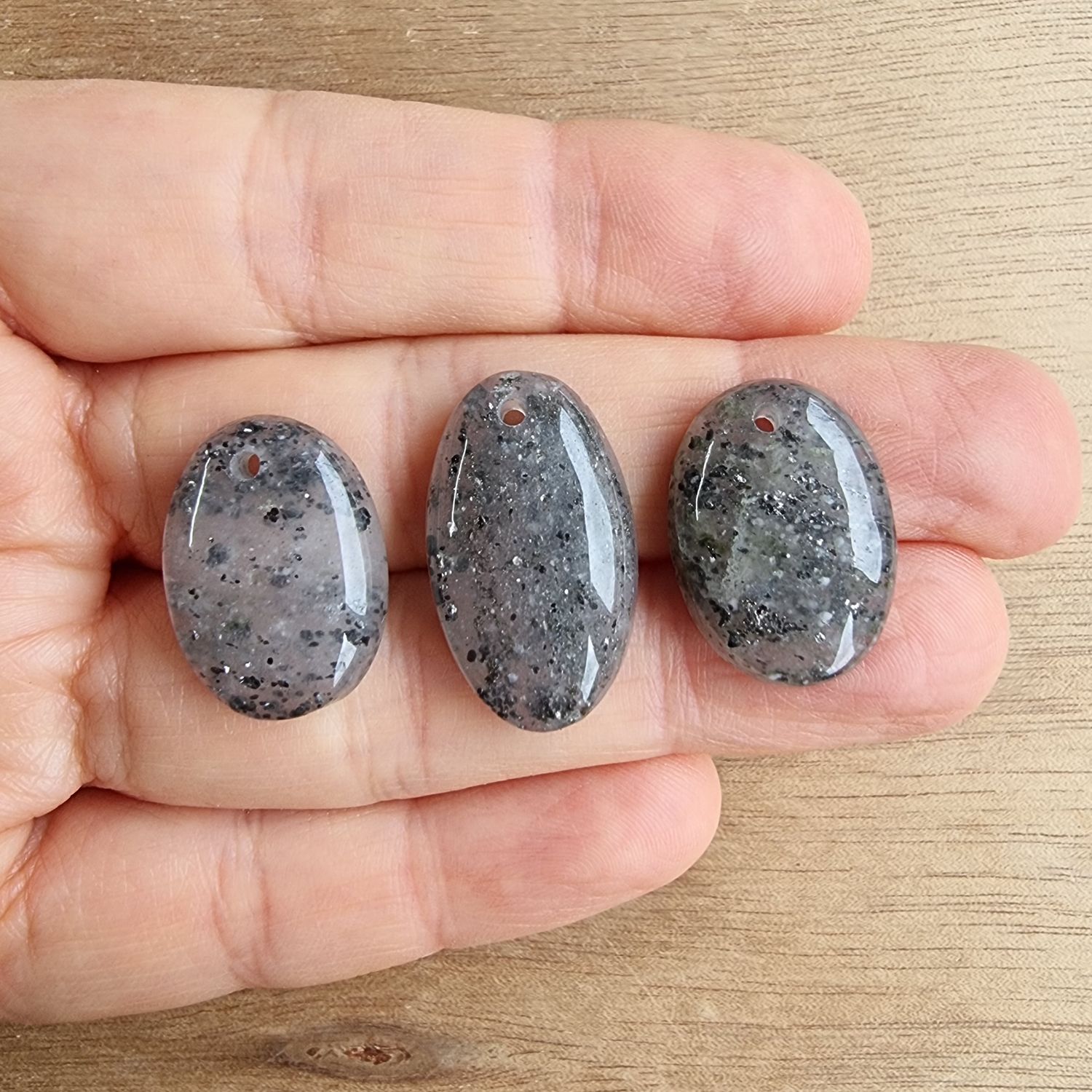 Black Sunstone Drilled Cabochon Lot / Pendant Lot for jewelry making or diy craft projects 10.8gr