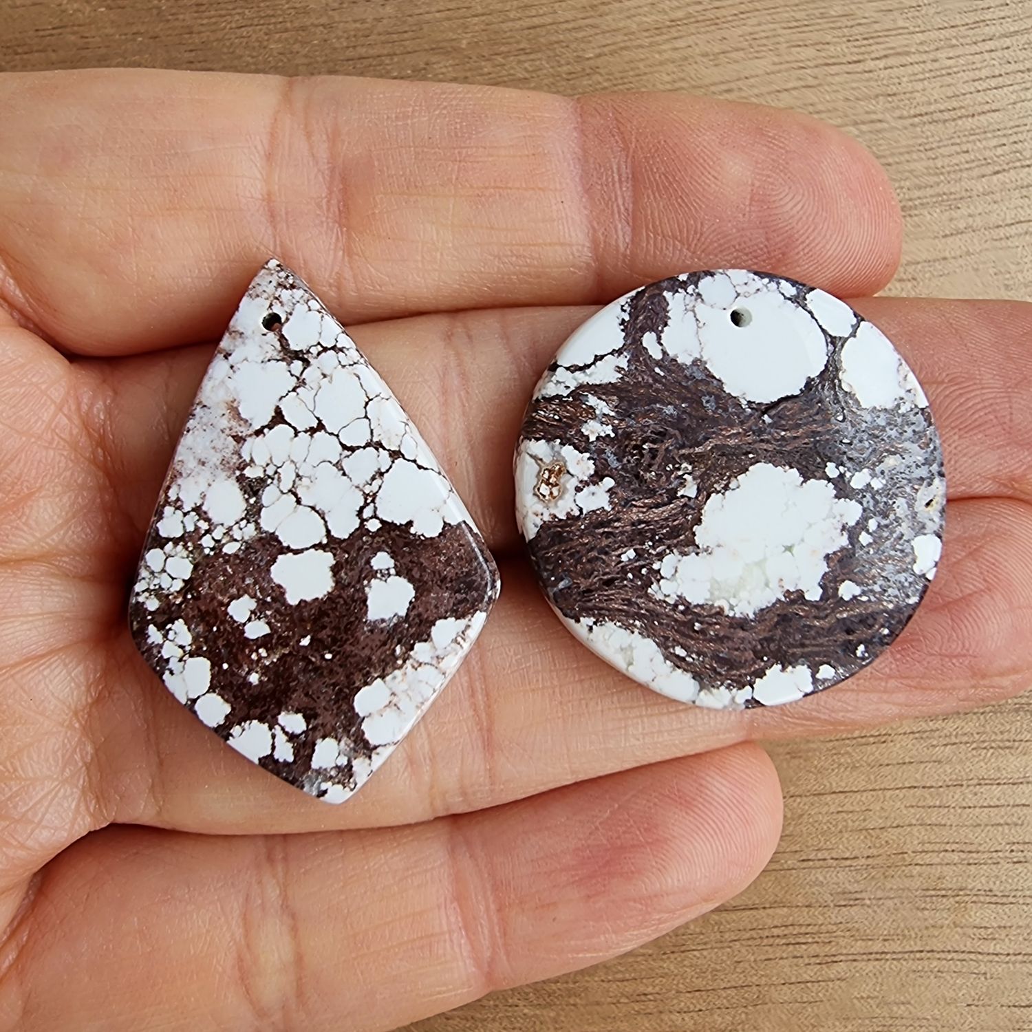 Magnesite Drilled Cabochon Lot / Pendant Lot for jewelry making or diy craft projects 12.7gr