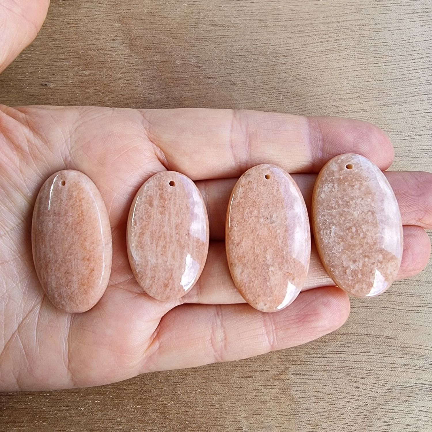 Peach Aventurine Drilled Cabochon Lot / Pendant Lot for jewelry making or diy craft projects 34.7gr