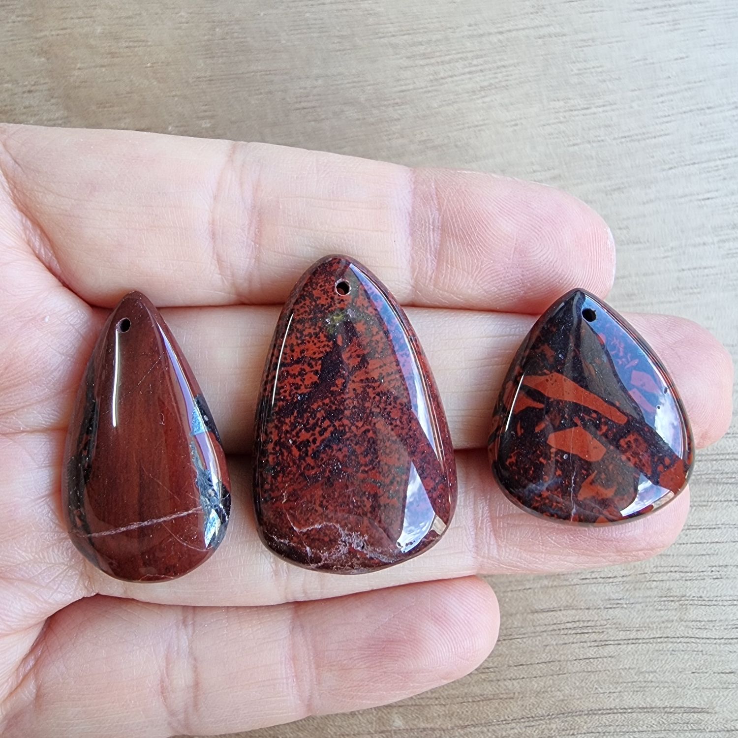 Red Jasper Drilled Cabochon Lot / Pendant Lot for jewelry making or diy craft projects 22.3gr