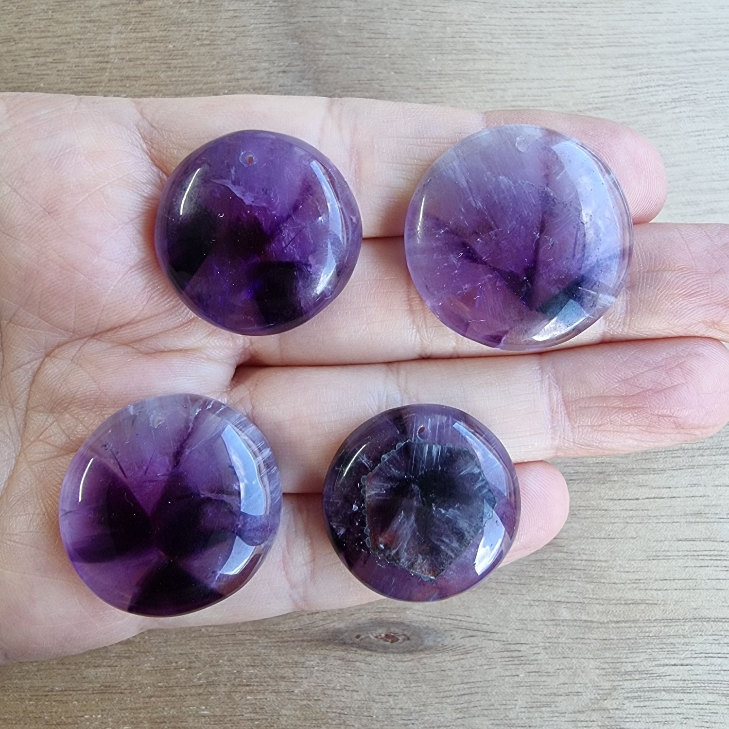 Trapiche Amethyst Drilled Cabochon Lot / Pendant Lot for jewelry making or diy craft projects 42.7gr
