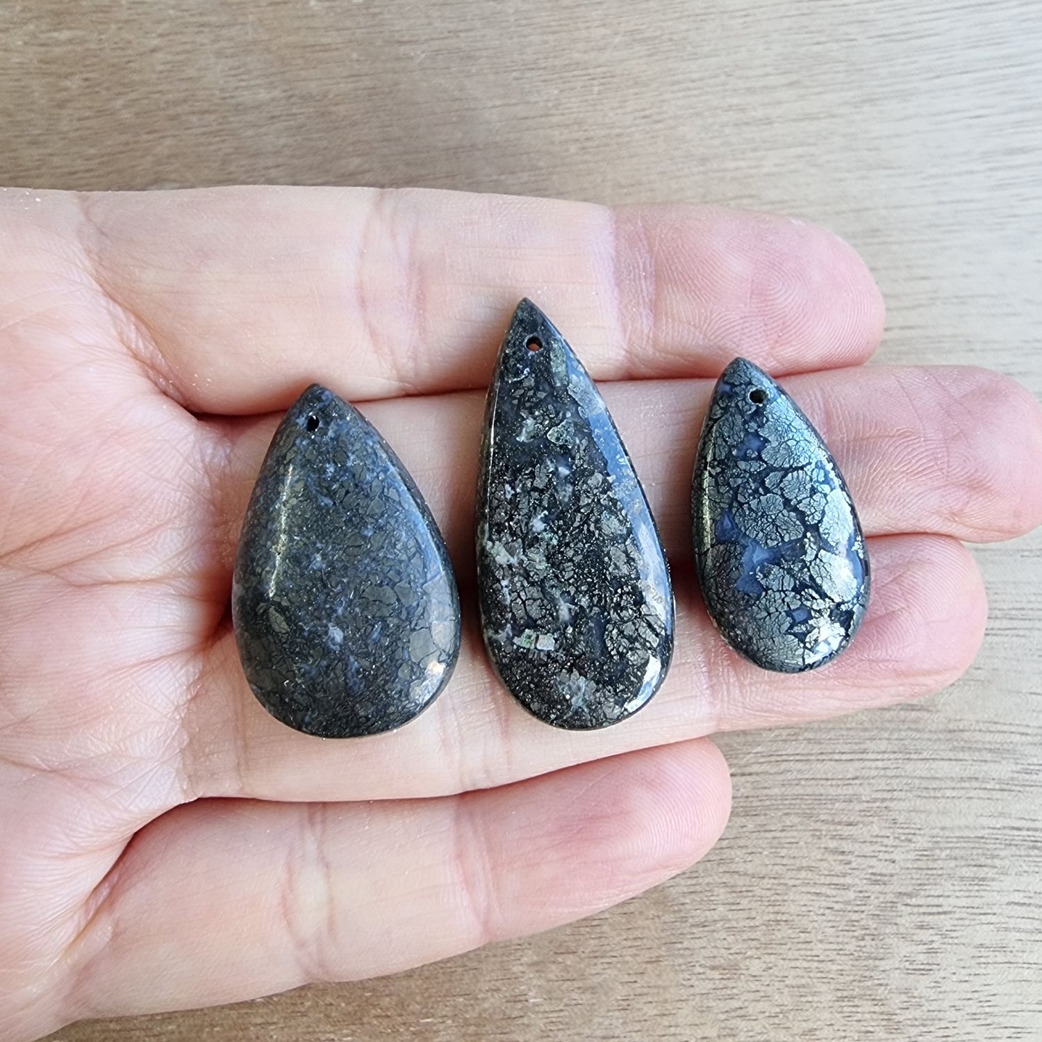 Marcasite Drilled Cabochon Lot / Pendant Lot for jewelry making or diy craft projects 17.2gr